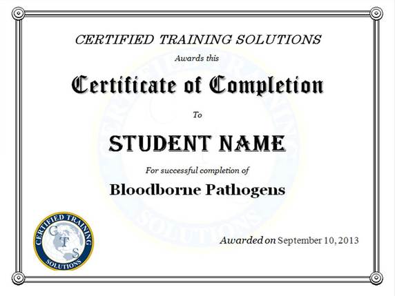 Bloodborne Pathogens Certificate Certified Training Solutions